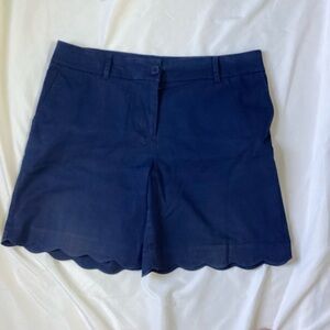Talbots Navy Blue Ladies Scalloped Leg Shorts Size 10